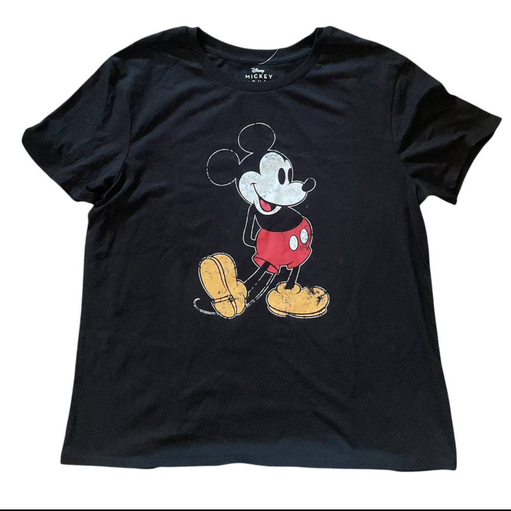 Disney Mickey Mouse Graphic T-Shirt Black L Retro Cartoon Tee NWT